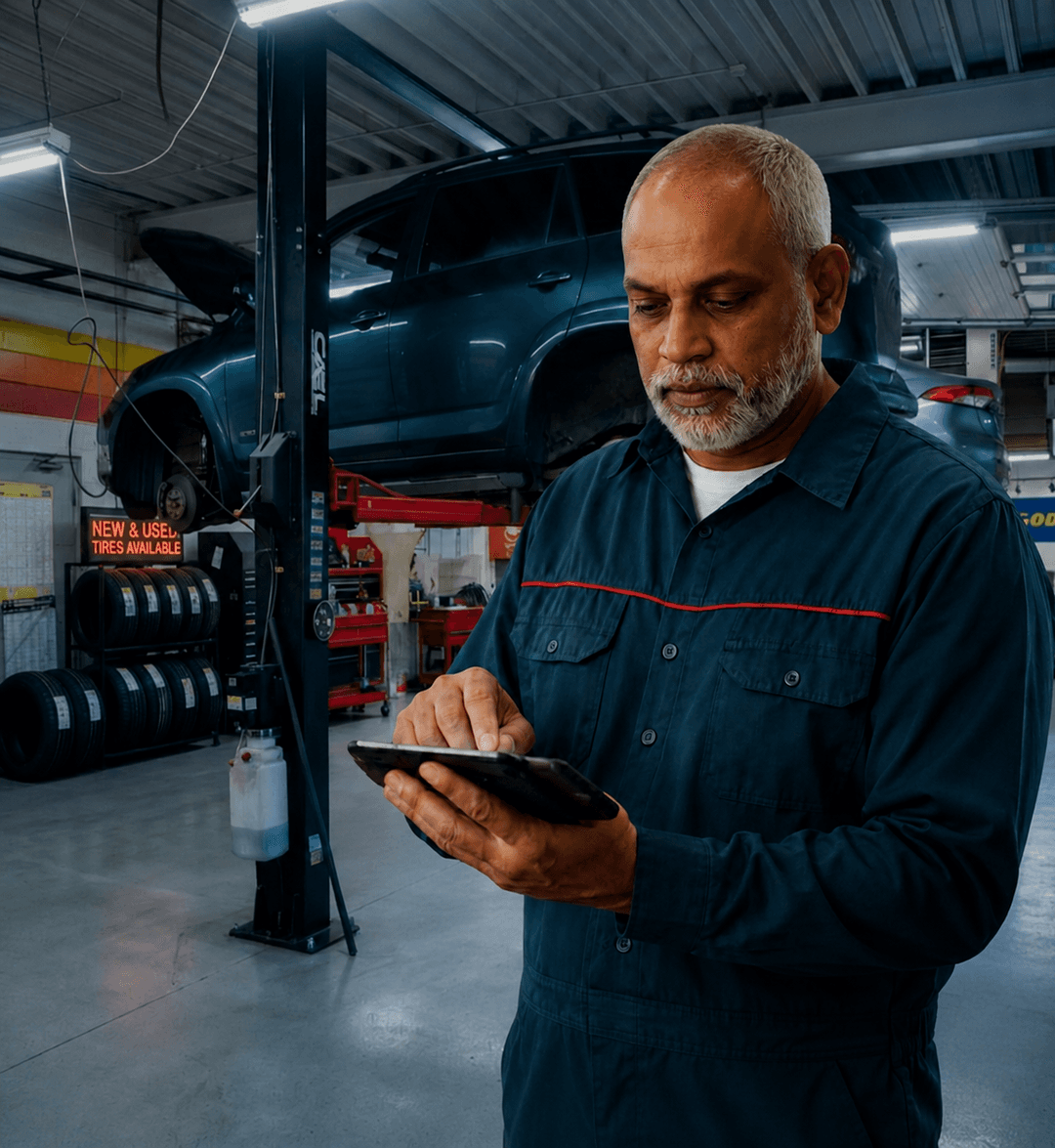 Auto repair technician at work